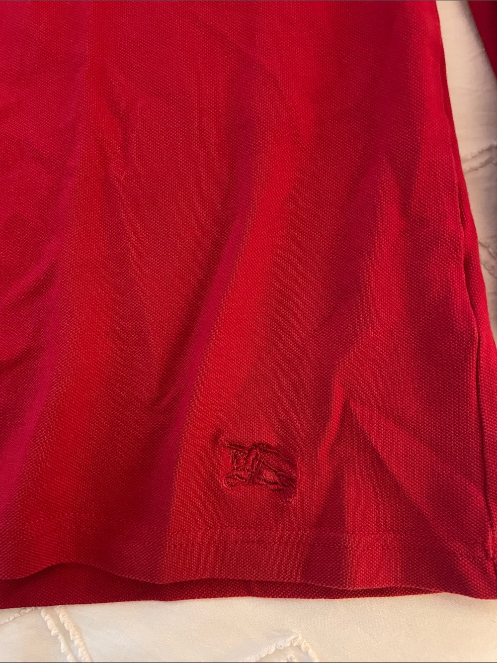 Burberry Red Polo-Style Button Sweater with Check Trim - Picture 3 of 4